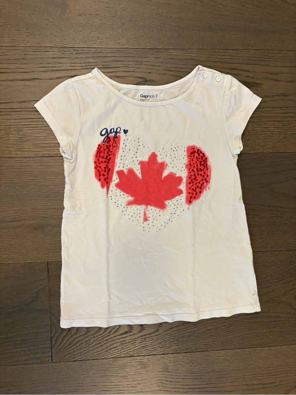 Gap girls Canada flag short sleeve top sz 8 VGUC